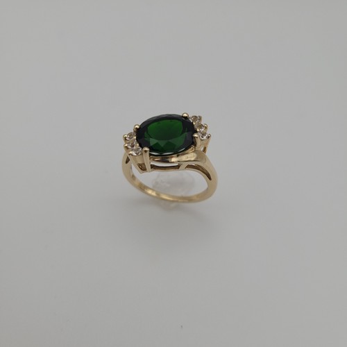 Goldring mit chromdiopsid und - chromdiopsid,