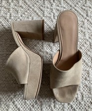&other stories echt Velour leder Pumps 38-39 5-6 nude offen high heels 70s mule