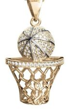 18k Yellow Gold plated 925 Sterling Silver Basketball Hoop Kette Pendant