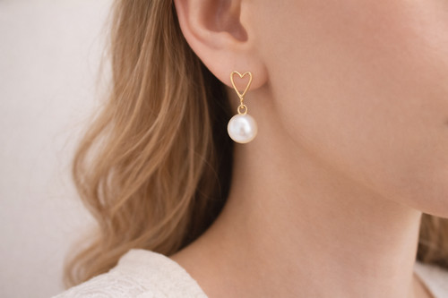 Perlen herz ohrringe gold - gold, –