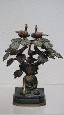 Alter Medizinbuddha Bodhibaum Buddha unter Baum mit Vöglen Skulptur Figure Nepal