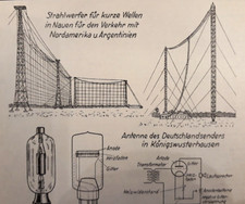 Alte Lithographie, Radiotechnik, ca. 1935, Senderöhre,Verstärkerschaltung,Audion