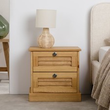 Nachttisch mit 2 Schubladen nachtkästchen holz rustikal natur