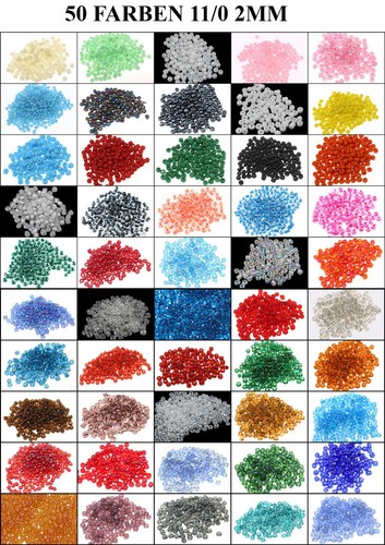 Rocailles set 2mm farben - 2mm, 50