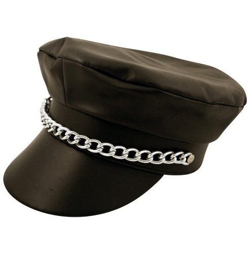 Pvc biker mütze mit kette - pvc,