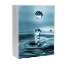banjado Medizinschrank abschließbar Badschrank aus Metall Motiv Wassertropfen