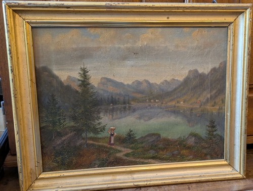ölbild 1875 bergesee mit - 1875,