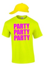 Party Neon Sexy Techno Kostüm Karnevals Shirt mit Cap Gruppenkostüm