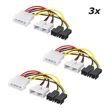 3x Lüfter Adapter PC Strom Lüfterkabel 4 Pin auf 4x Molex 3 Pin 2x 5V + 2x 12V