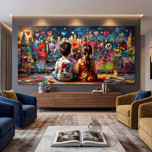 Abstrakt graffiti banksy kids - graffiti,