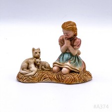 Vintage Berkalith Figur „Mädchen mit Katzen“ Deutscher Kunstguss, handgefertigt 