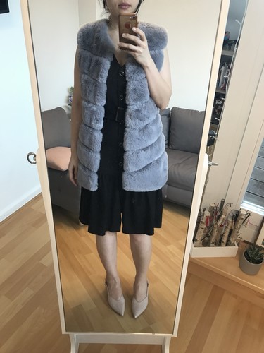 Damen kunstfell weste grau - kunstfell,