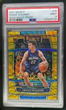 2021-22 Panini Select #15 Franz Wagner Gold Wave Prizm Magic RC PSA 9