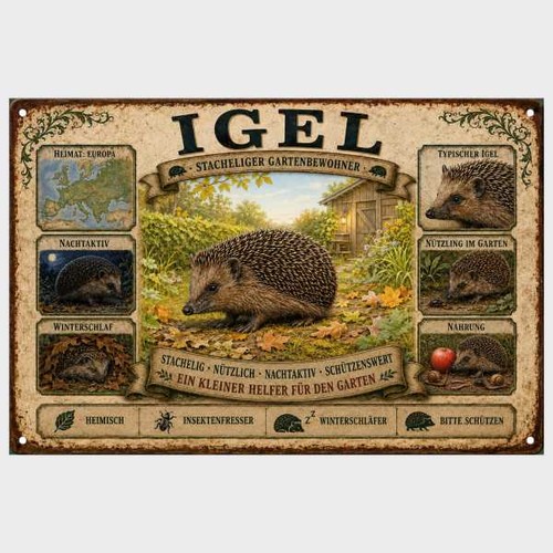 Blechschild igel stacheliger - blechschild,