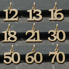 375 MASSIV 9KT GOLD GEBURTSTAGSNUMMER ALTER CHARM ANHÄNGER GESCHENK 10-70