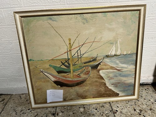 ölbild gemälde fischerboote - gemälde,