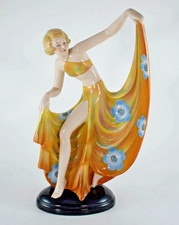 ART DECO FASOLD & STAUCH 15016 TANZENDE DAME PORZELLAN FIGUR um 1930 - 27 cm
