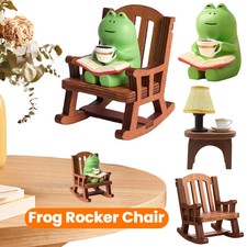 Mini Frosch Schaukelstuhl Deko Figur Harz Tierkunst Handgemacht
