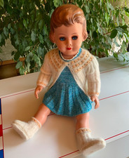 Puppe Schwäbisch Storch Zelluloid  63 cm mit Schlafaugen  50iger Jahre selten