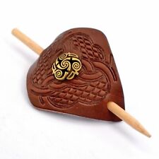 Haarspange Leder versch. Motive Mittelalter LARP Wikinger Prägung Niete - Stift