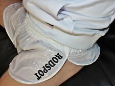 RODSPOT white Sprinter Shorts Spiegelglanz Lack shiny Nylon transparent highcut