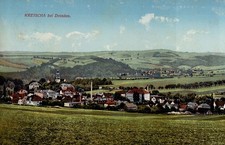 KREISCHA bei Dresden-Gesamtansicht-gelaufen-21.8.1911-Colorkarte