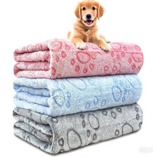 Hundedecke Katze Decke Flanell | Kuscheldecke Pfotenmuster waschbar 3 Größen