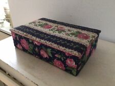 Alte Stoffschachtel Box Rosenmotiv Shabby Brocante Kiste Dose Vintage Landhaus