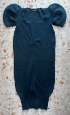 SISLEY Strick- Kleid petrol Puffärmel Kurzarm 30%Mohairmix V-Ausschnitt L- 38/40