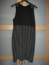 Damen Kleider Rock, Gr. 40/42 geschätzt, Schwarz Grau, Polyester Mischung Elast.