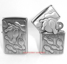 ZIPPO Feuerzeug BOWLING m. Emblem Trick-Zippo Brushed Chrome Strike Pins NEU OVP