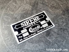 SIRENE PLATTE 2 FR M201 ALU. JEEP DODGE WILLYS US WW2