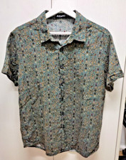 👔 ATLANL Herren-Kurzarmhemd Gr. M, dunkelgrün Paisley Tribal - TEXT! Ungetragen