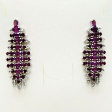 Rhodolith Cubic Zirkonia Ohrhänger 925 Silber 585 Weißgold vergoldet