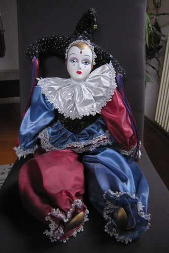 Riesige harlequin clown puppe - harlequin,