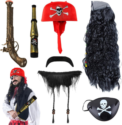 Piratenkostüm zubehör set - piratenkostüm,