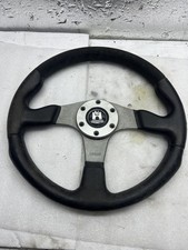 Original Momo Champion schwarzes Leder Sportlenkrad Lenkrad 70116 Typ D35 Knopf