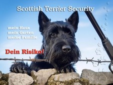 Warnschild Blechschild aus Aluminium - Motiv:  Hund Scottish Terrier Security