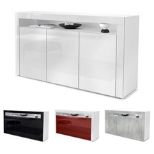 Sideboard Anrichte Kommode Schrank Valencia in Weiß - Hochglanz & Naturtöne