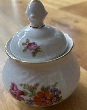 Bavaria Schumann Porzellan Zuckerdose Blumen 38 Goldrand Germany