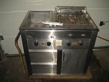 Edelstahl Doppel Friteuse u Bain Marie Schubladen Unterschrank Kombigerät Gastro