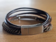 FOSSIL Herren-Armband Leder Schwarz/Braun