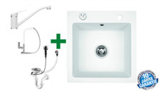 Granitspüle 49x52 cm Weiß +