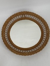 * RUNDER KORBGEFLECHT SPIEGEL MID CENTURY DESIGN 60er KORB RATTAN BAMBUS