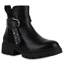 Damen Biker Boots Stiefeletten