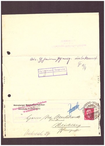 Brief rechnung weinsberg - weinsberg, /