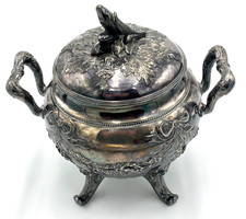 Antik Jugendstil Deckel Zucker Dose versilbert Christofle GALLIA Frankreich