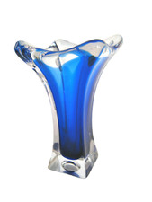 sehr schöne blaue Murano Glas Vase Mid Century Modern Vintage Interieur