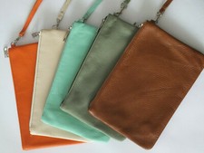 ITALY Echt Leder Clutch Handtasche Makeuptasche Geldtasche m Handgelenkschlaufe