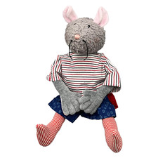 Käthe Kruse Maus Ratte Latzhose blau Tshirt gestreift Stofftier Plüsch Grau 40cm